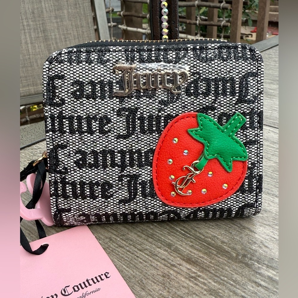 NWT! Juicy Couture Exclusive Limited Wallet with Red Strawberry Patch